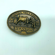 National Finals Rodeo Hesston NFR 1981 Brass Belt Buckle new picture