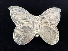 Vintage Diablo Sterling Silver Overlay Butterfly Etched Belt Buckle 53g picture