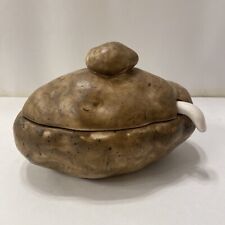 Vintage Atlantic Mold Ceramic Baked Potato Serving Bowl w Lid and Condiment Dish picture