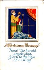 Christmas 3 Wise Men Star Staff Gold Gilt Embossed c1910 postcard NQ13 picture