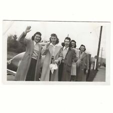 1940s Group Women Waving Goodbye Pretend Crying Car Vintage Vernacular Snapshot picture