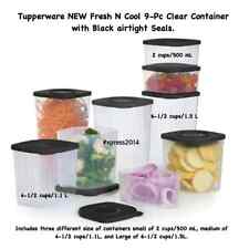 NEW TUPPERWARE Fresh N Cool Containers 9-Pc Starter Set - Black Lids meal prep picture