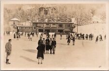 Vintage 1929 VILLARS, Switzerland RPPC Photo Postcard SKATING RINK Lodge View picture