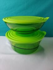 Tupperware Sheerly Elegant Deluxe Acrylic Eleganzia Serving Bowl Set of 2 Green picture