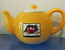 2005 Wells Fargo & Co Stagecoach Logo Promo Rare Yellow Teapot Advertising picture