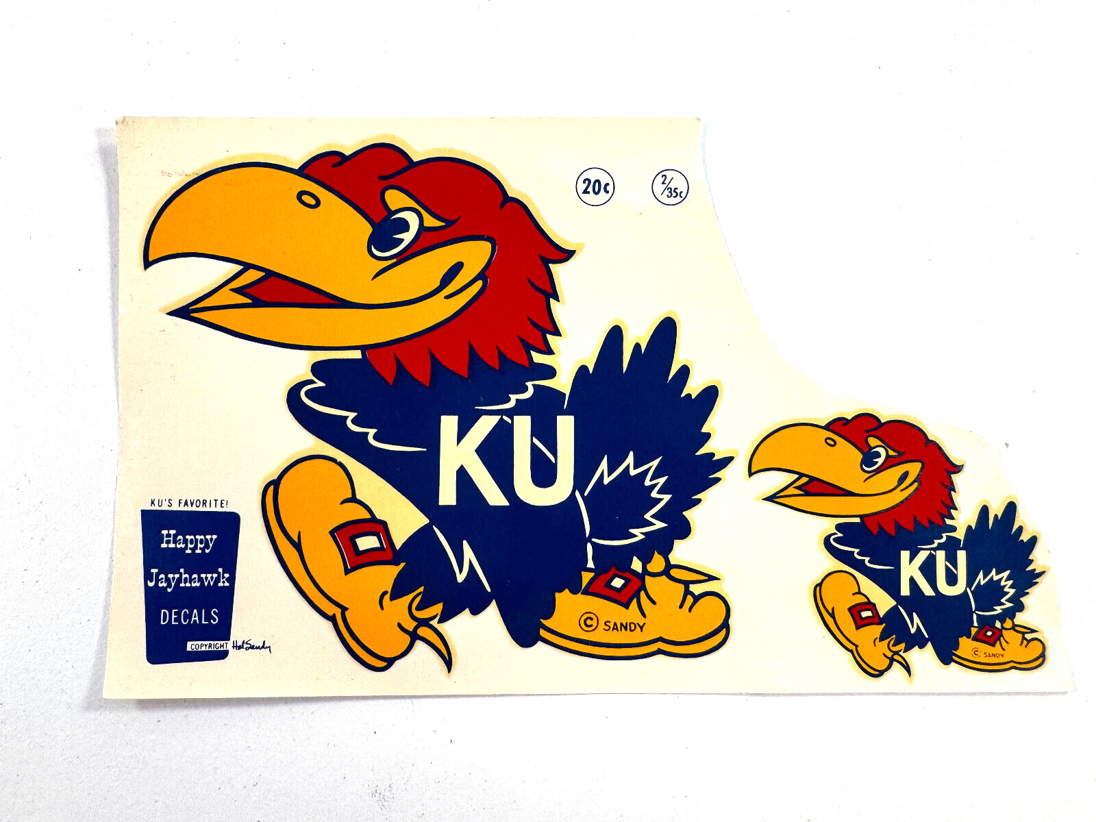 vtg 60s 70s Jayhawk Decals university of Kansas KS stickers