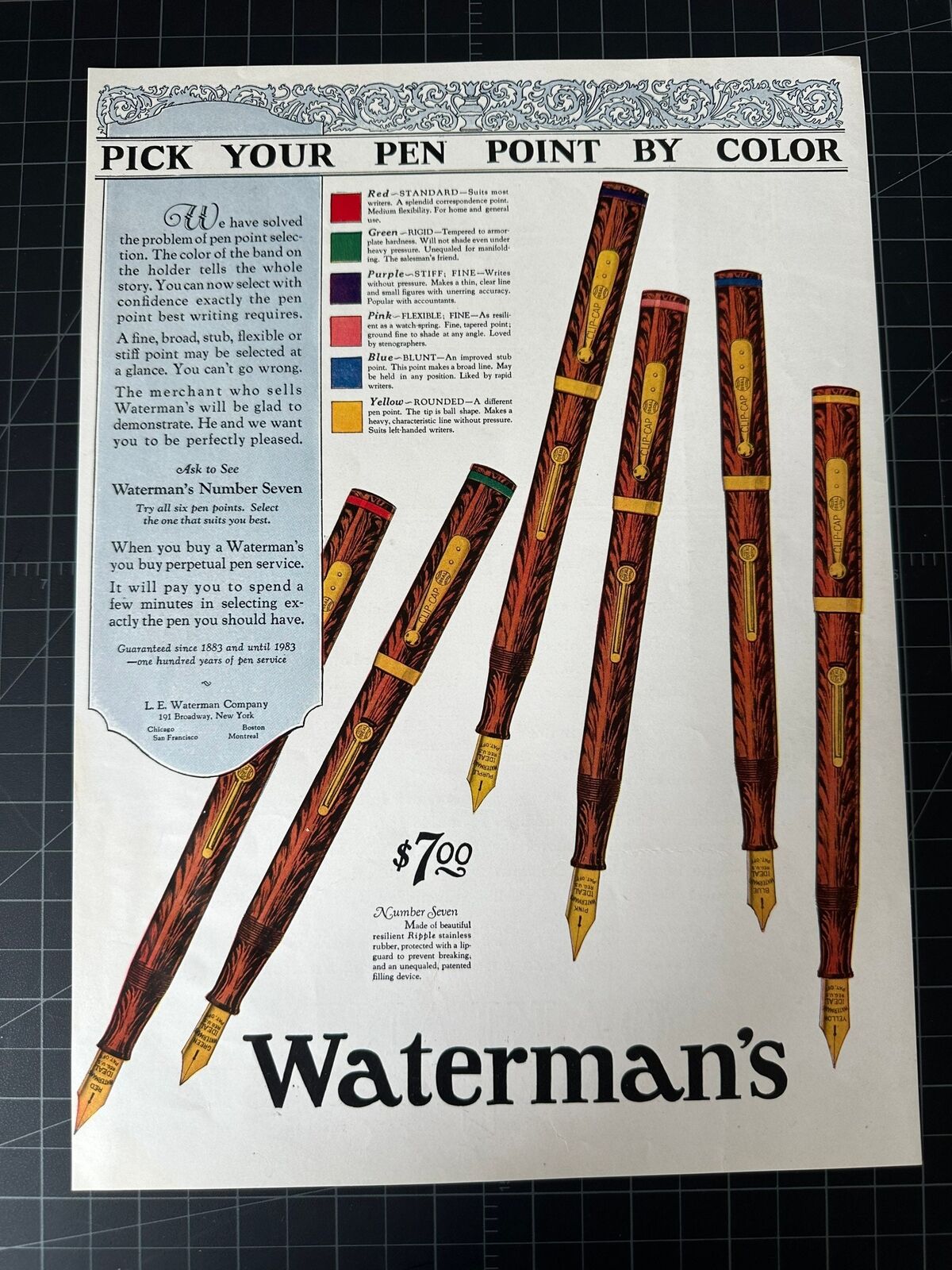 Vintage 1920s Waterman’s Pens Print Ad