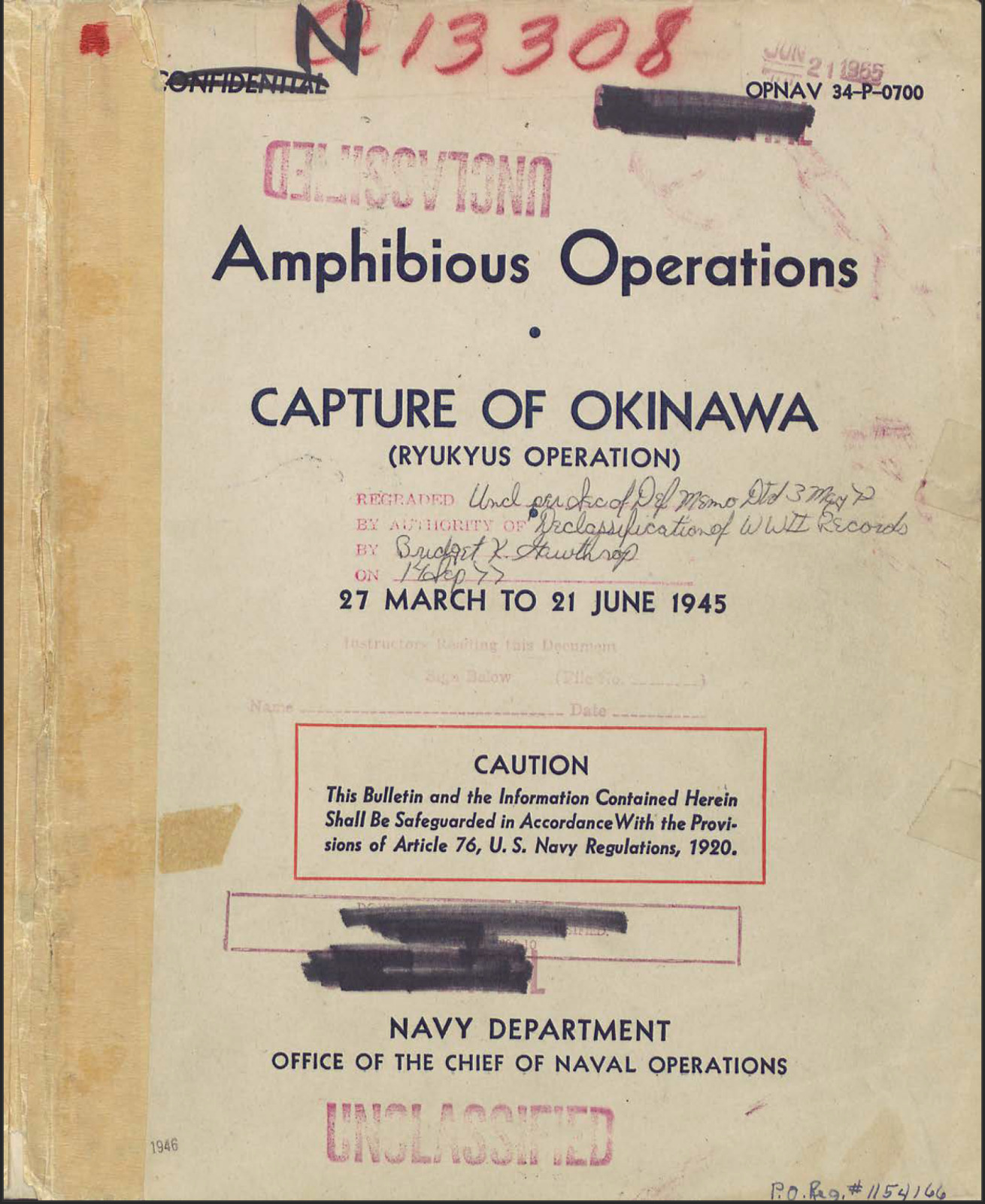 308 Page 1945 OPNAV Amphibious Operations Capture of Okinawa Ryukus on Data CD