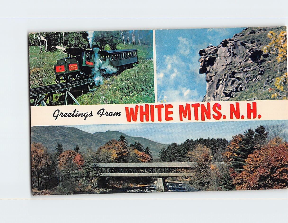 Postcard Greetings from White Mountains New Hampshire USA