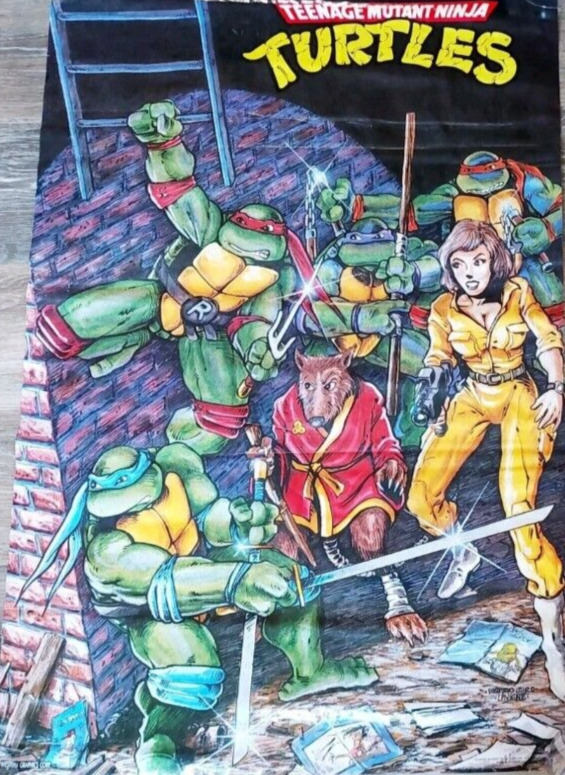 Vintage 1988 TMNT Teenage Mutant Ninja Turtles Poster - Mirage Studios - NEW NOS