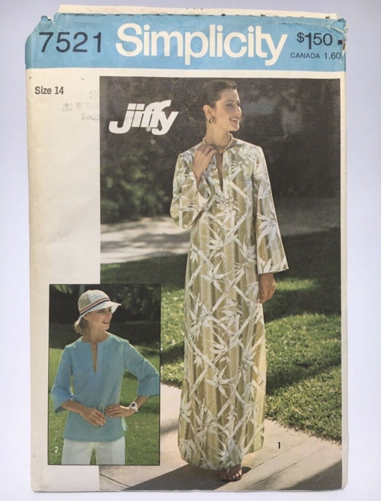 Caftan Size 14 S7521 Vintage 70s Simplicity Cut Pattern Jiffy Dress Mrs Roper