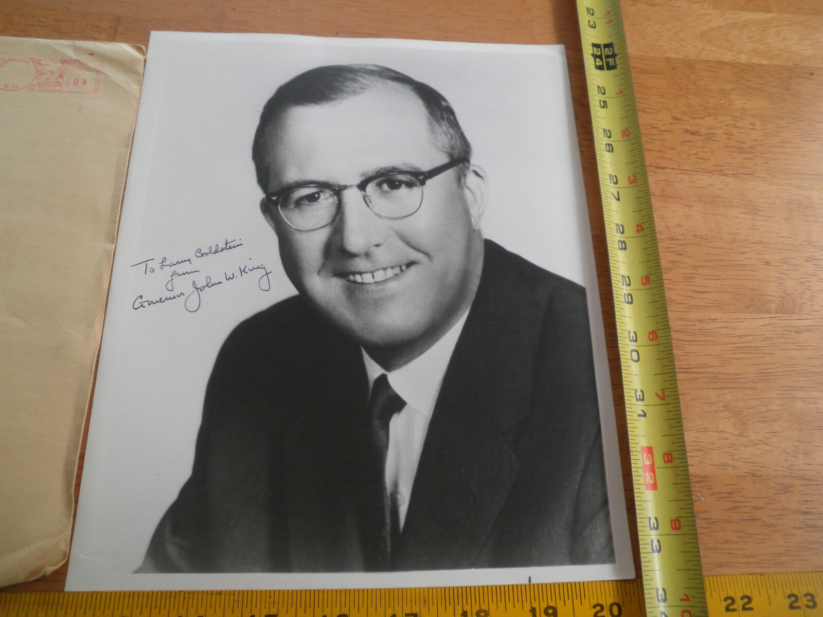 1968 Governor John W King signed photo in original New Hampshire envelope