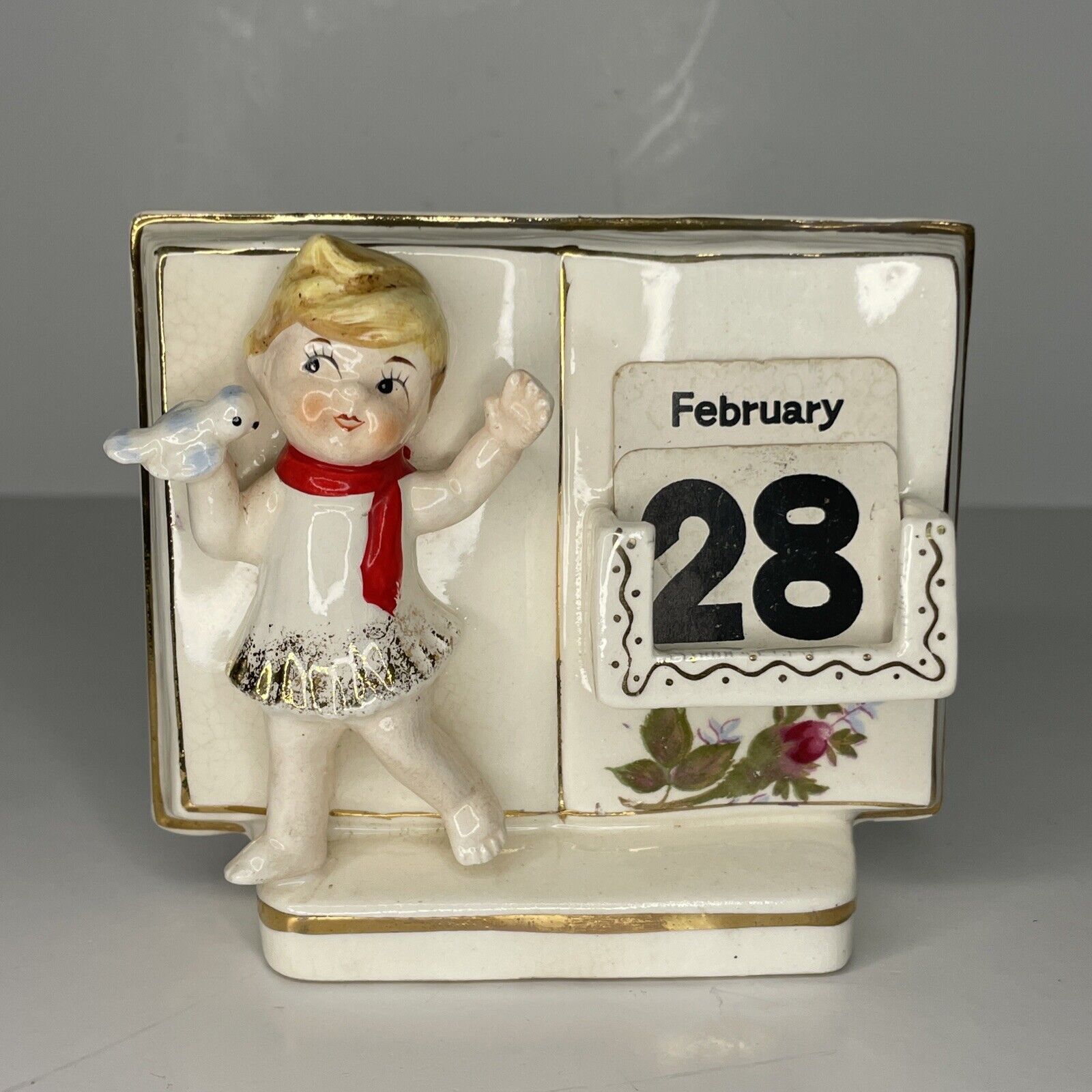 RARE Calendar Girl Atlas Style Relco Month Christmas Angel Figurine 1950’s Vtg