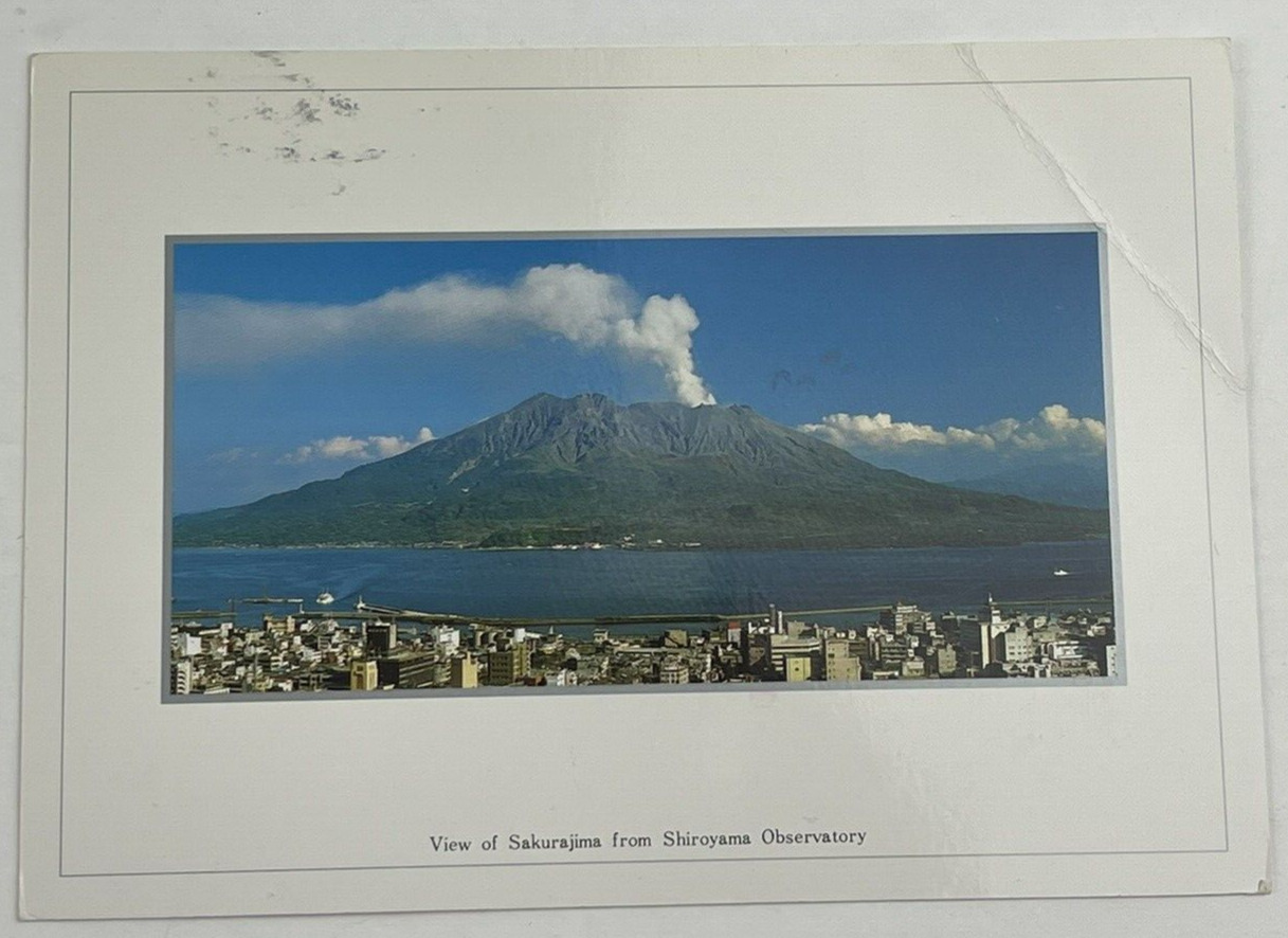 1990s Postcard Japan Kagoshima View of Sakurajima from Shiroyama Observatory