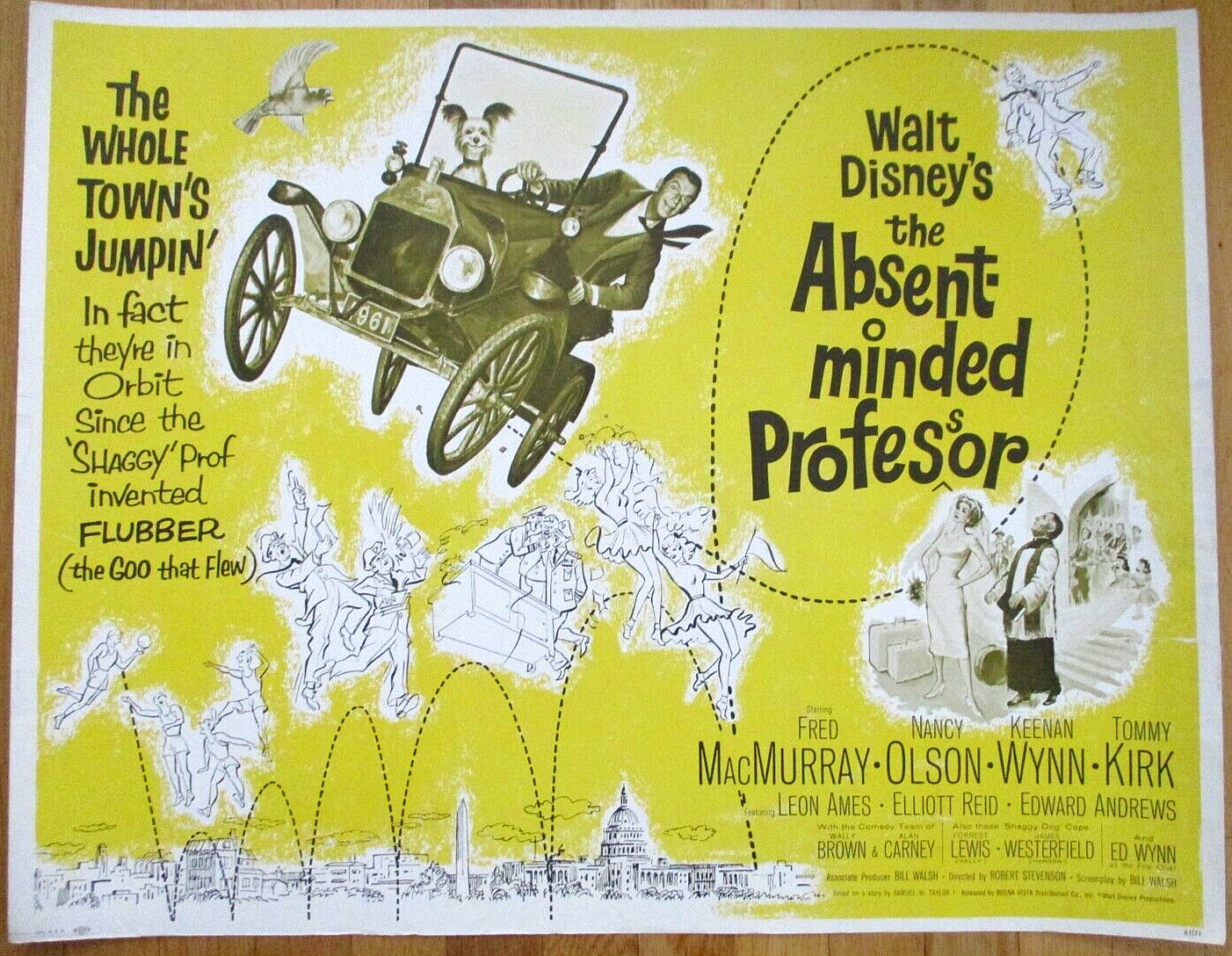 Original The Absent Minded Professor 1961 22 X 28 Poster Fred MacMurray Disney