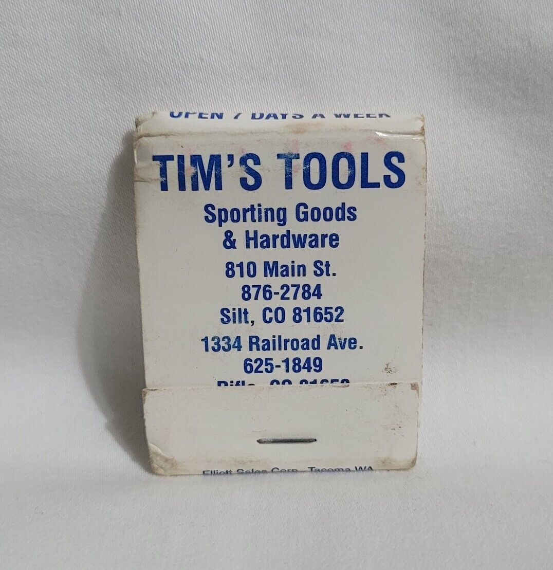 Vintage Tim's Tools Hardware Store Matchbook Still Rifle Colorado Advertising