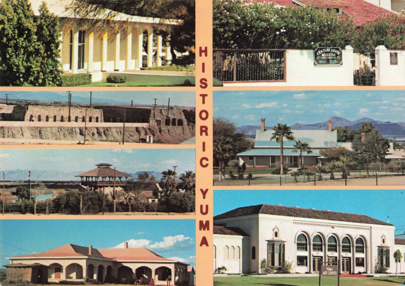 Yuma AZ Arizona, Historic Landmark Buildings, Multi View, Vintage Postcard