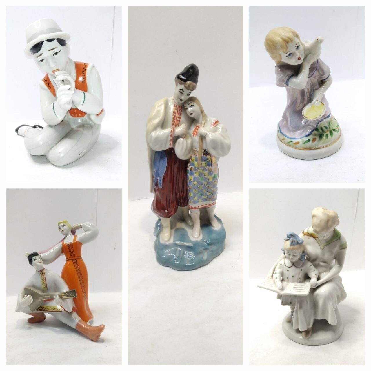 Vintage Soviet figurines with defects souvenirs USSR porcelain