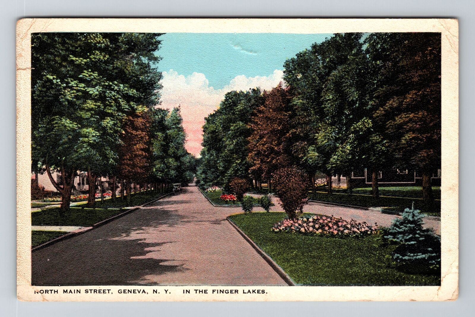 Geneva NY-New York, North Main St, Residential Area, Antique Vintage Postcard