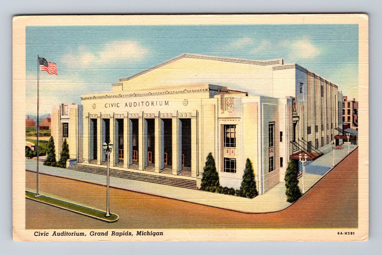 Grand Rapids MI-Michigan, Panoramic View Civic Auditorium Vintage Postcard