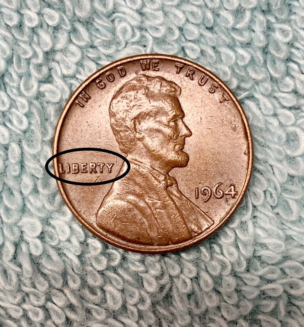 1964 P brown penny mint error DDO on liberty ok condition