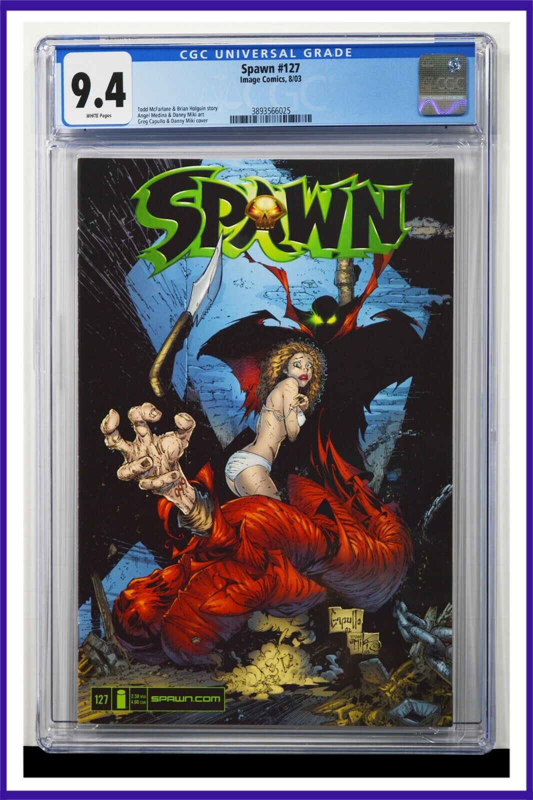 Spawn #127 CGC Graded 9.4 Image August 2003 White Pages Comic Book.