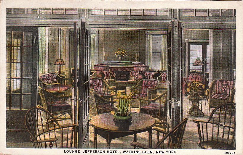  Postcard Lounge Jefferson Hotel Watkins Glen New York