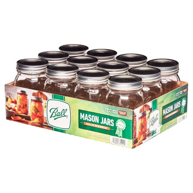 Ball Regular Mouth 16oz Pint Mason Jars with Lids & Bands,12 Count-free shipping