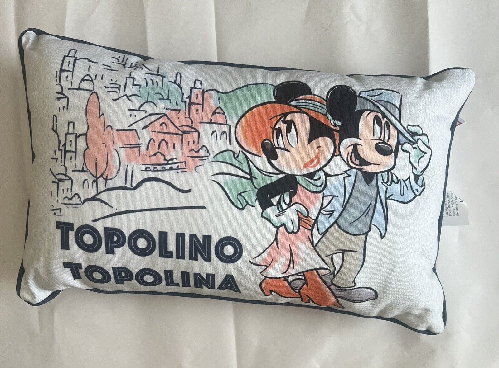 Disney Parks Epcot World Showcase Italy Topolino Mickey Minnie Throw Pillow NWT