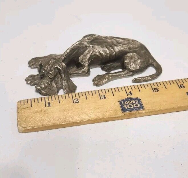 Vintage Hudson Pewter Sleeping Hound Dog Figurine Paperweight