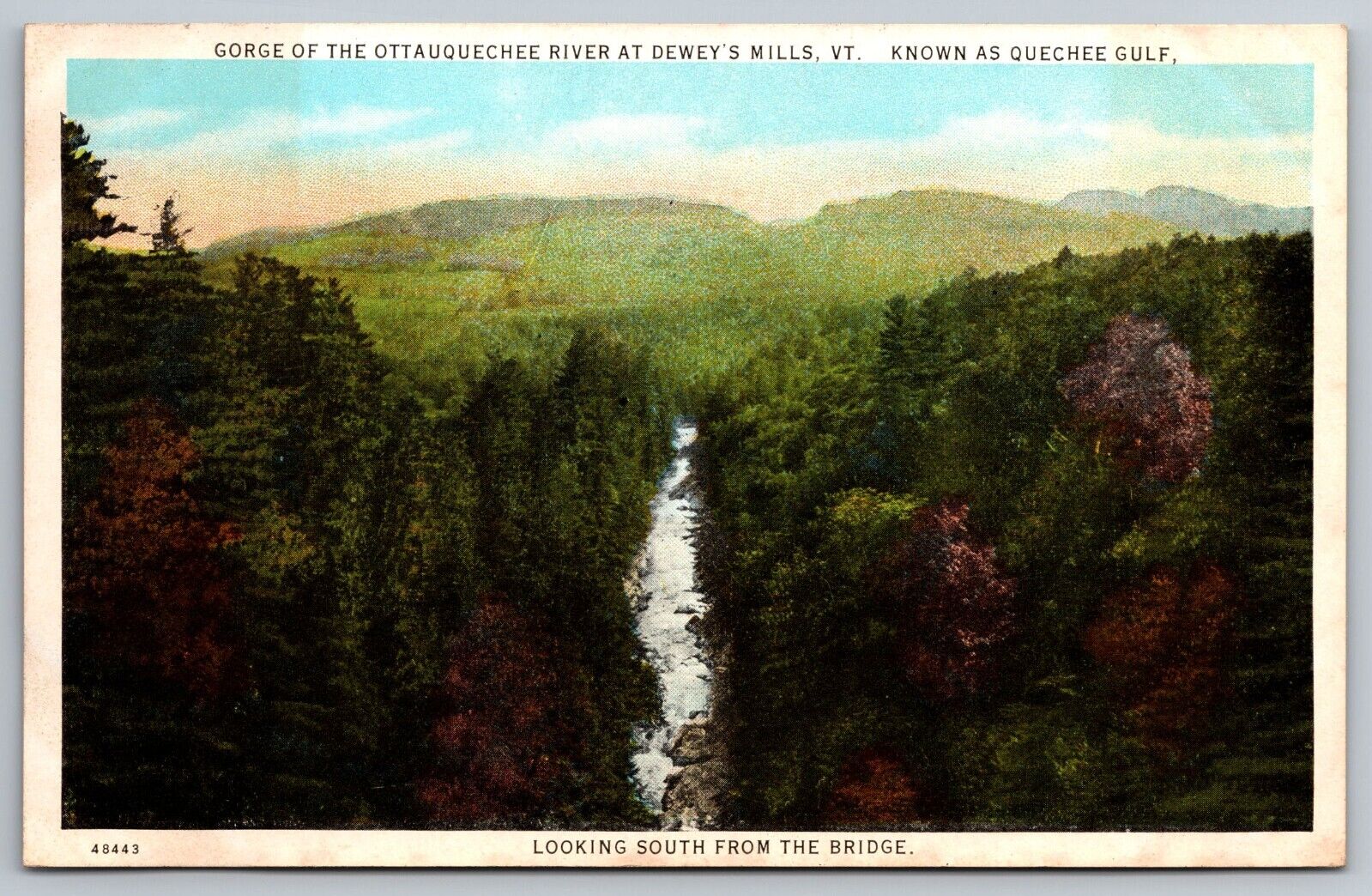 Gorge of the Ottauquechee River. Dewey's Mills Vermont Vintage Postcard