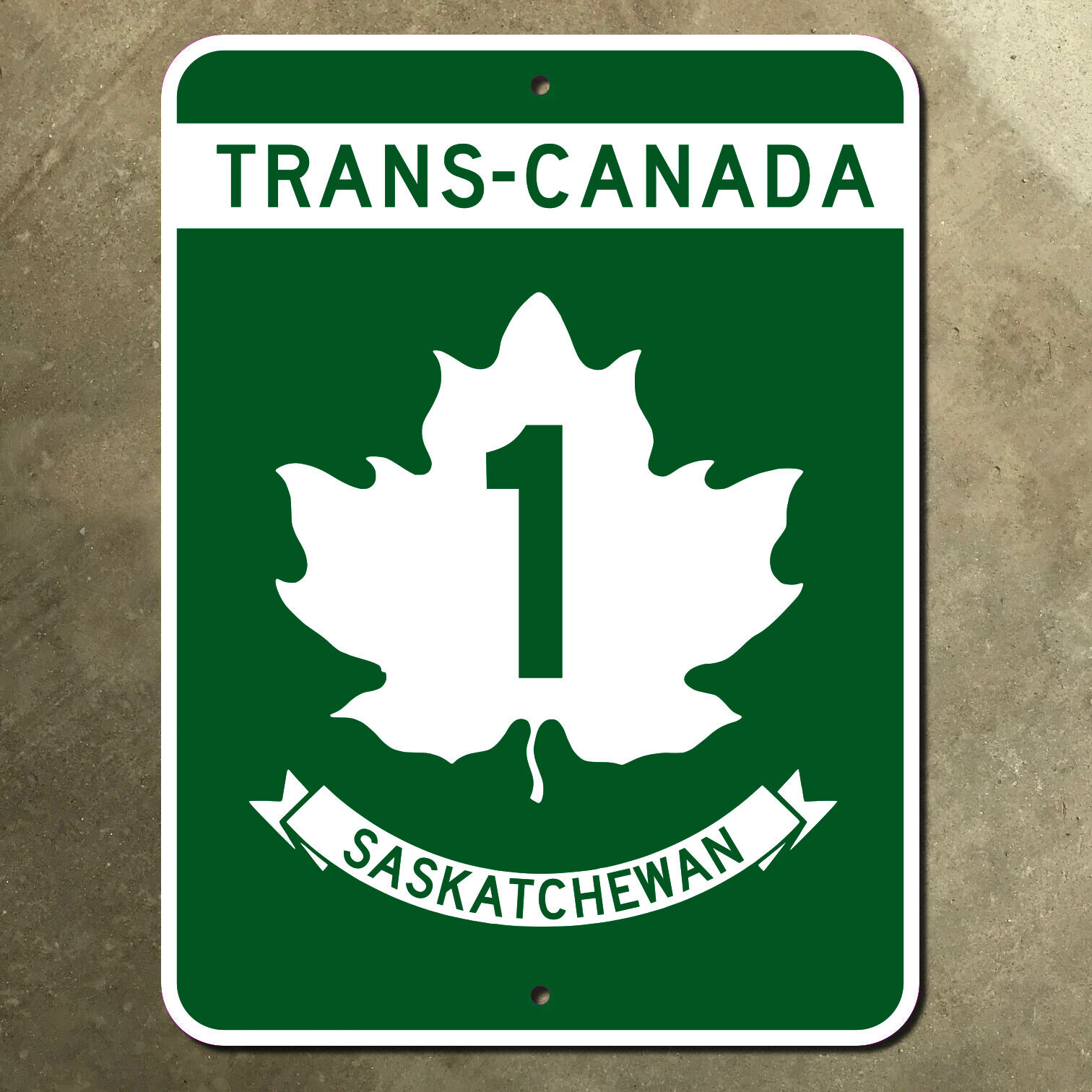 Canada Saskatchewan Trans-Canada Highway 1 Regina marker road sign 1980s 9x12
