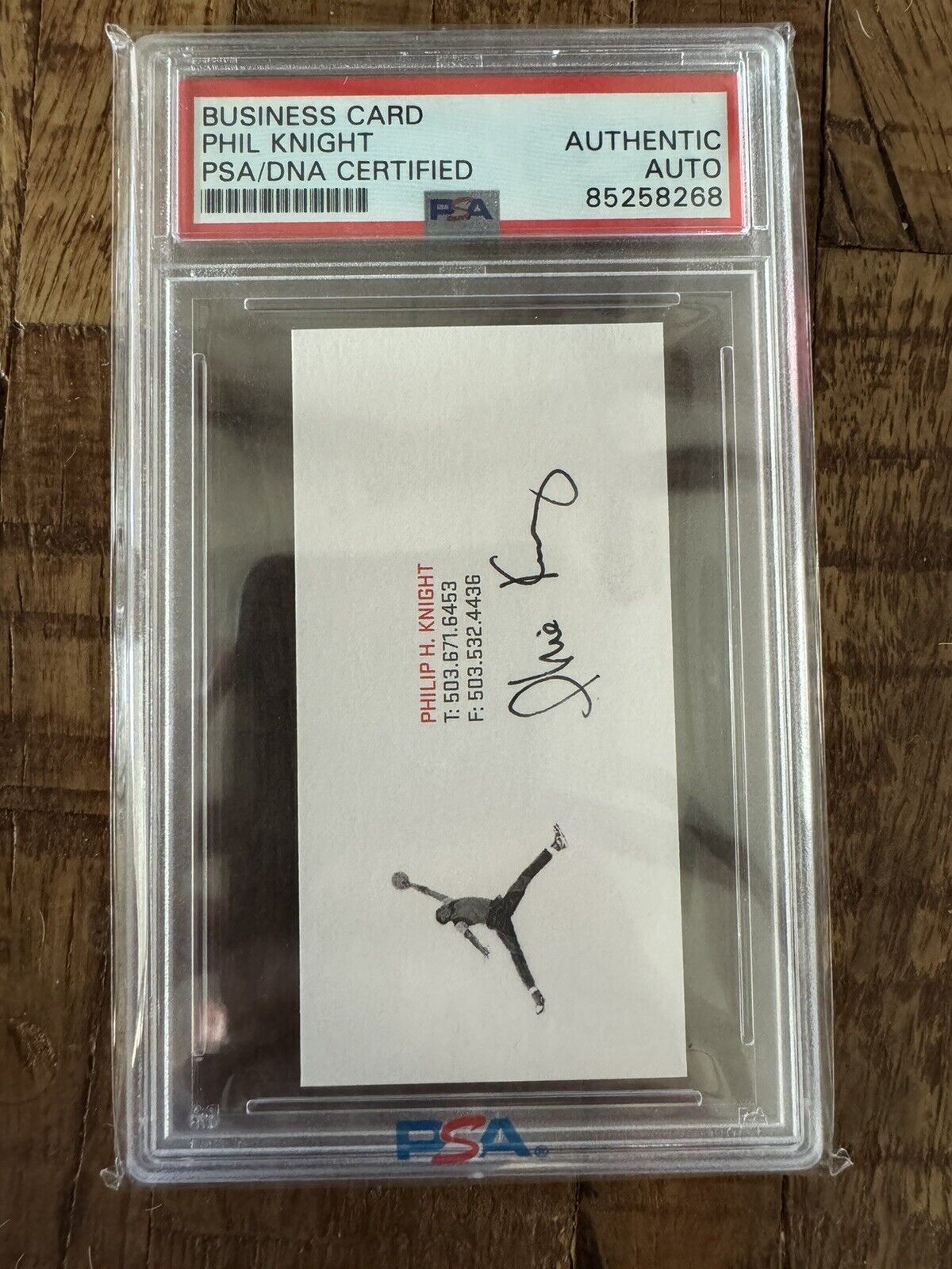 PHIL KNIGHT PSA DNA Autograph Signed Nike Business Card Jordan Jumpman Logo RARE