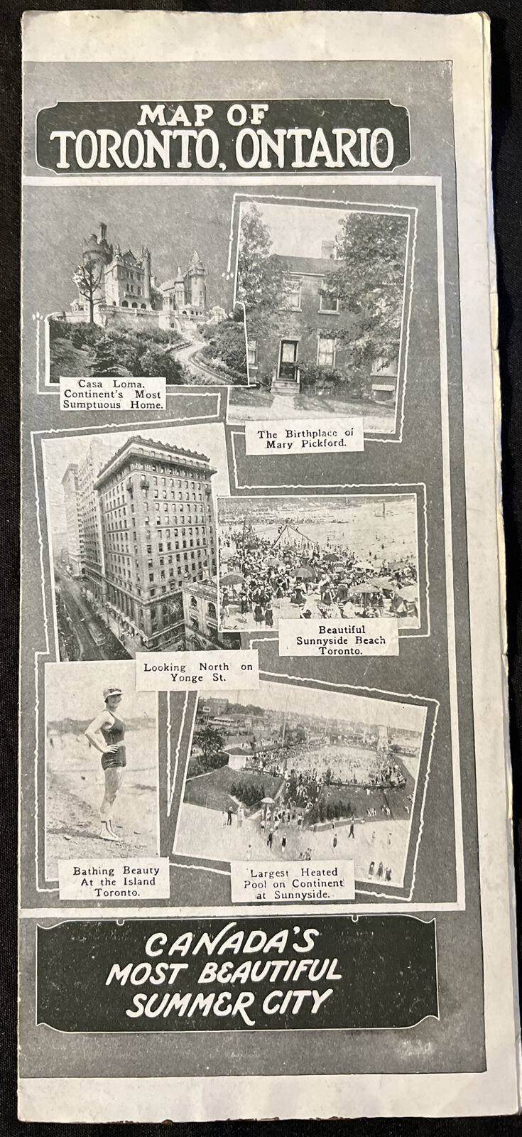 Vintage 1926 MAP of Toronto ONTARIO Canada HOTELS Travel BROCHURE
