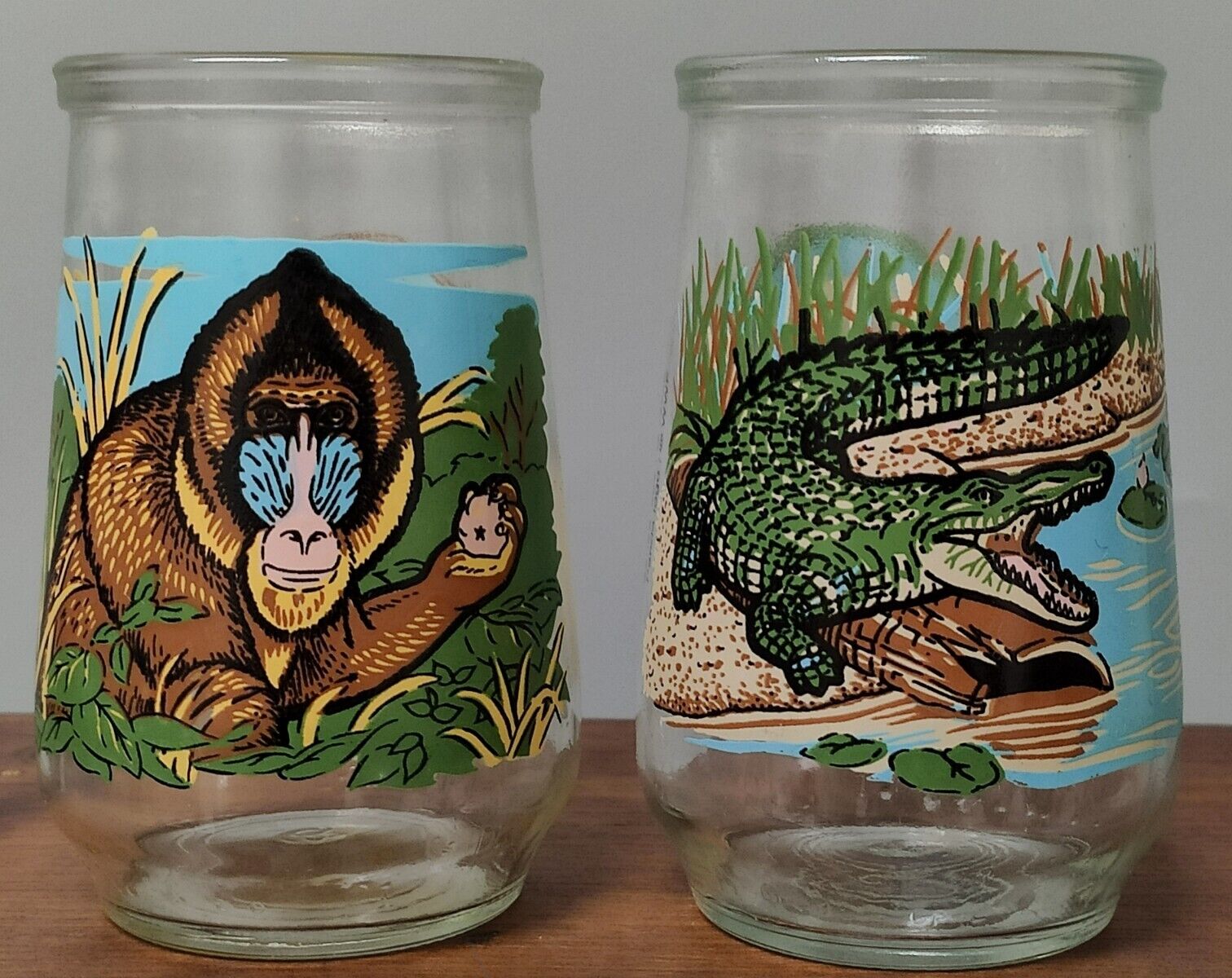 Welch’s Jelly Glass 1995 WWF Endangered Species-Mandrill and American Crocodile 