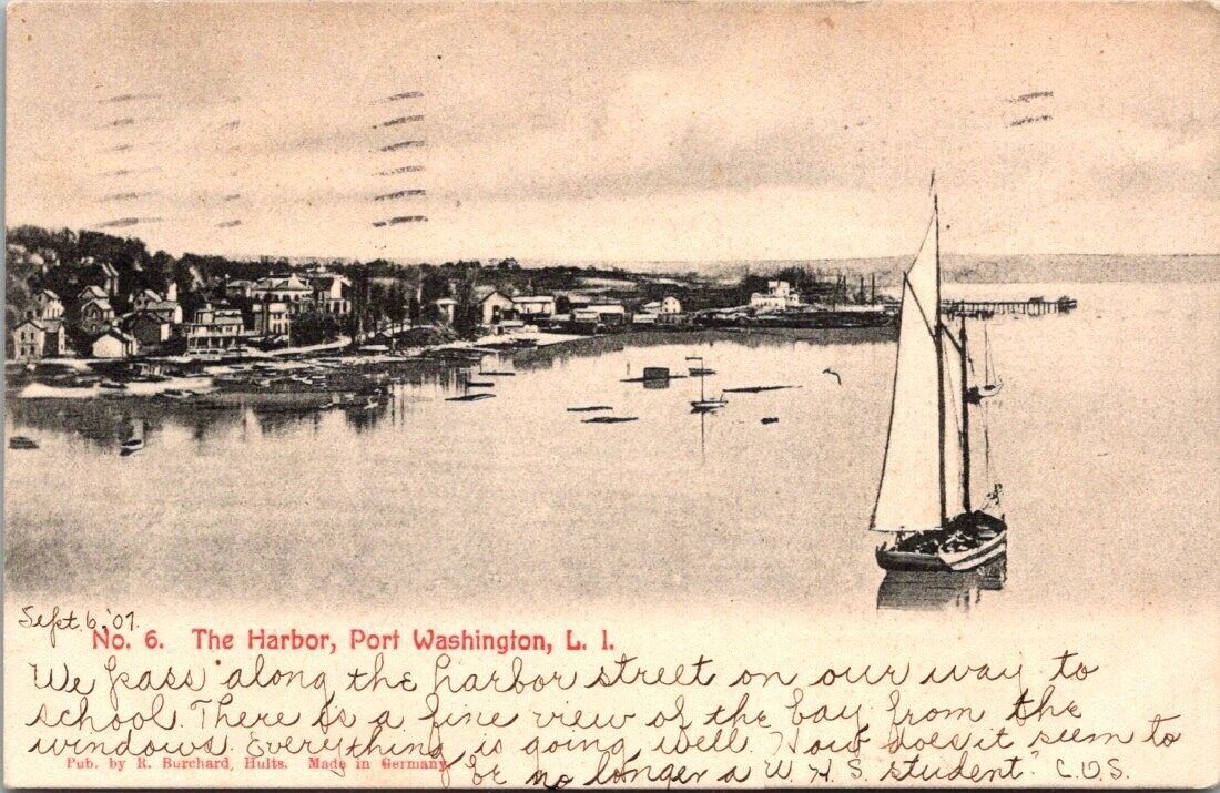 1907 The Harbor Port Washington Long Island NY Antique UDB Postcard B30