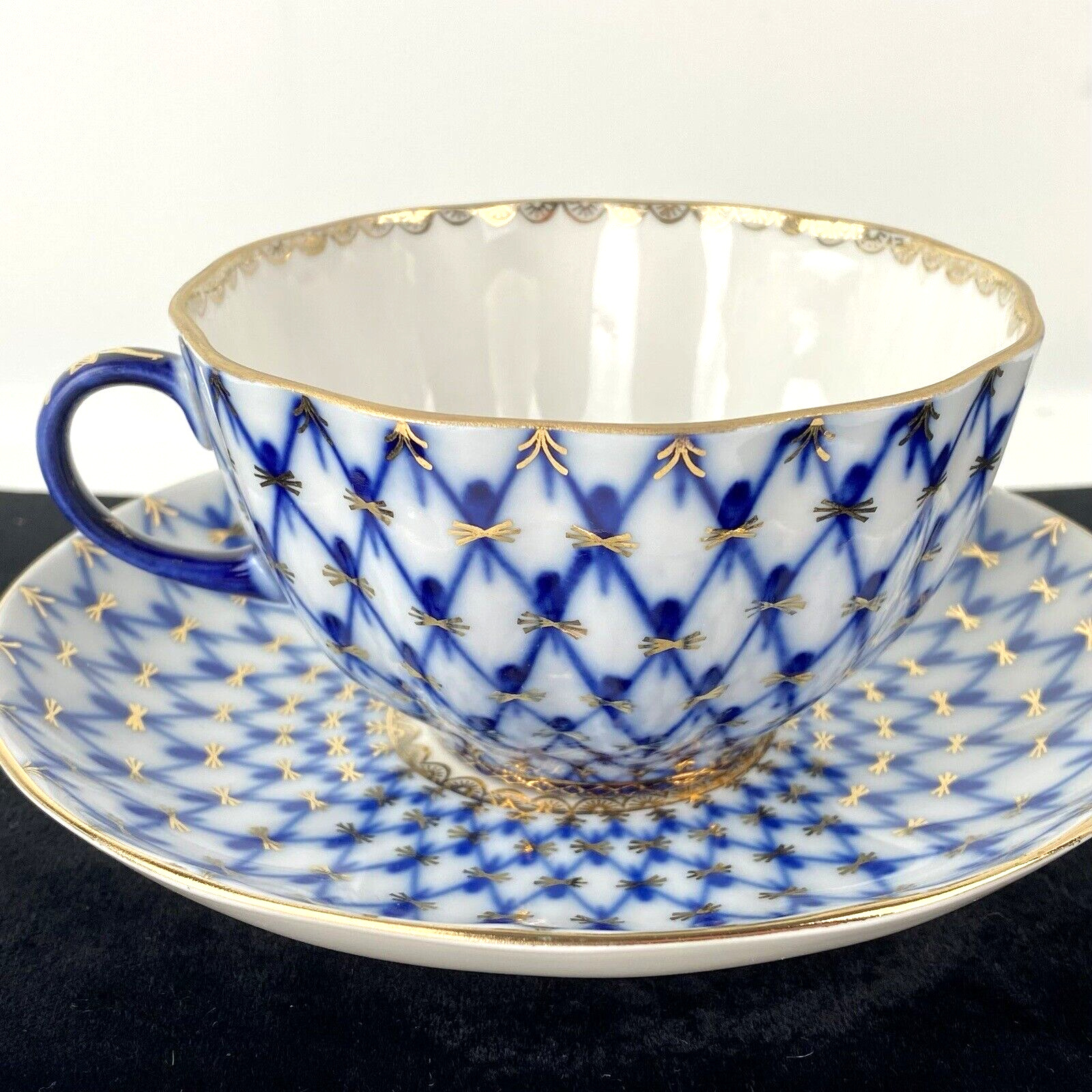 LOMONOSOV IMPERIAL RUSSIAN BLUE WHITE GOLD COFFEE TEA CUP SAUCER Set 5 Available