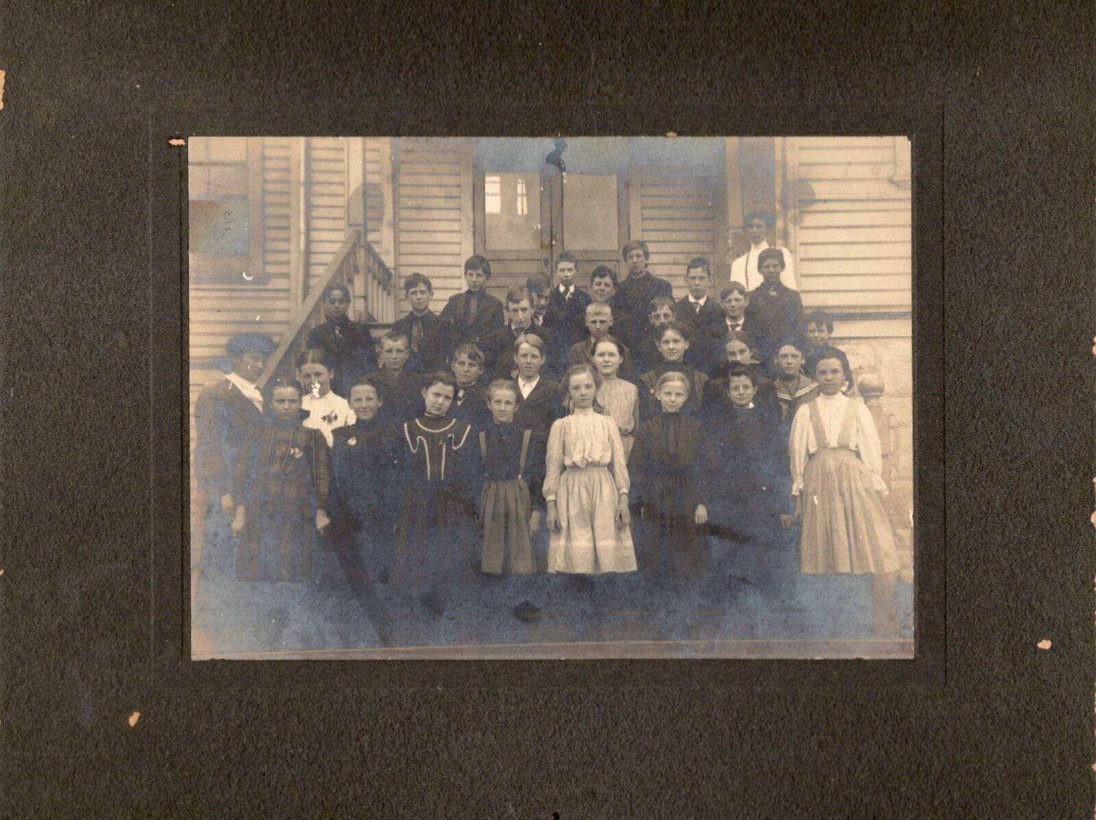 Creepy Elementary School Photo Students 1800s Antique Cabinet Card Photo