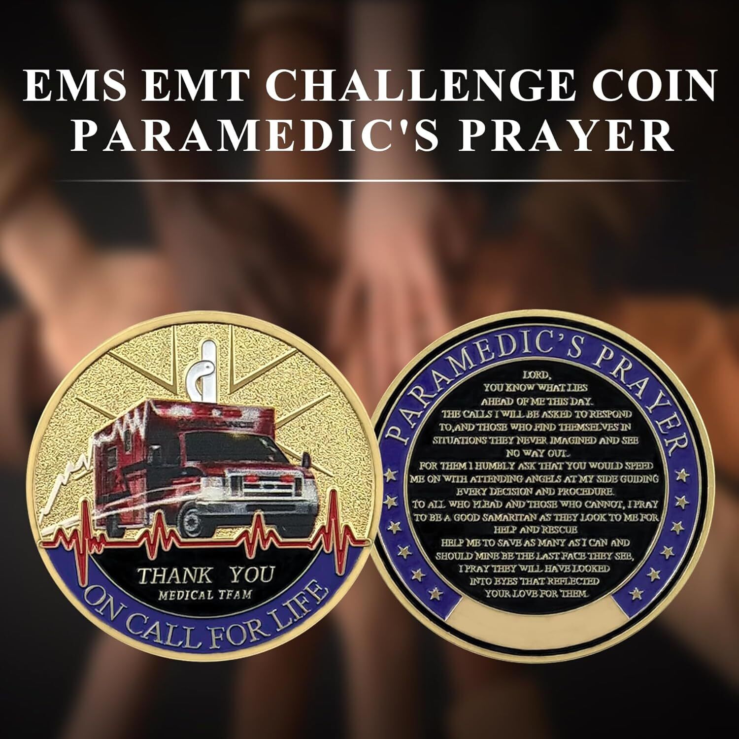 Medical Services EMT/EMS Challenge Coin Paramedic\'s Prayer Thank You Coin