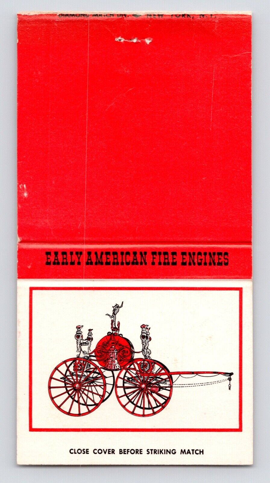 c1970s Early American Fire Engines Steam Wagon No 4 Vintage Matchbook Cover