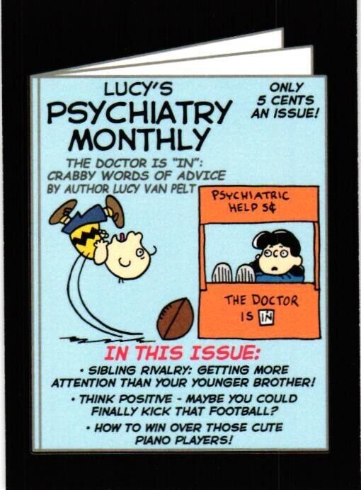 Lucy\'s Psychiatry Monthly 2017 Topps Pop Culture Wacky Pack Sticker Card 4 of 9