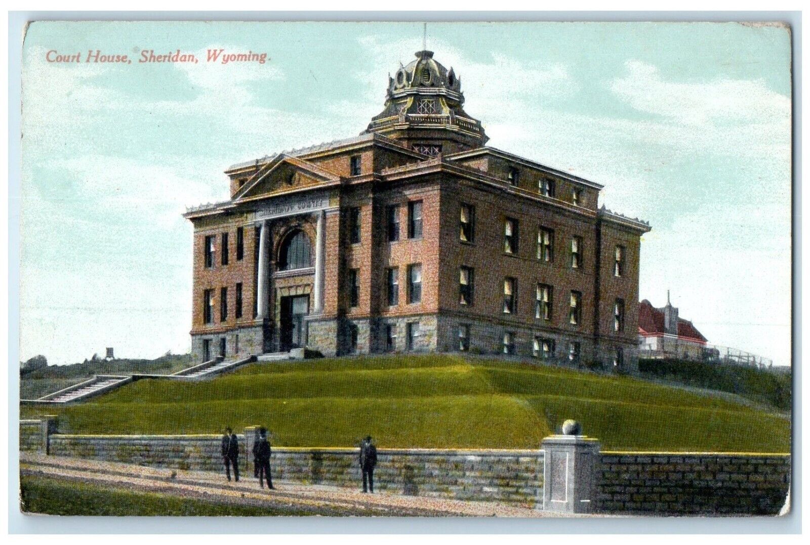 c1910 Exterior View Court House Building Sheridan Wyoming WY Vintage Postcard