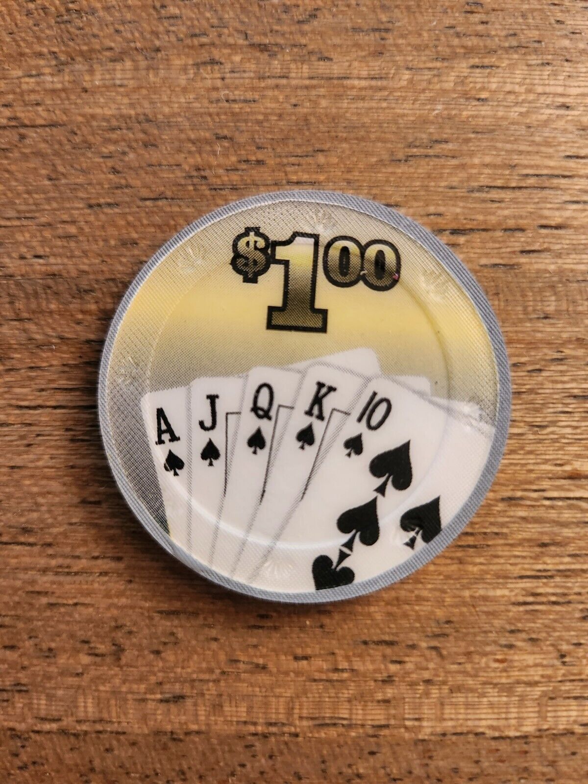 1 x Authentic New BCC Fan of Card Poker Real Clay 10g -  $1 Chip