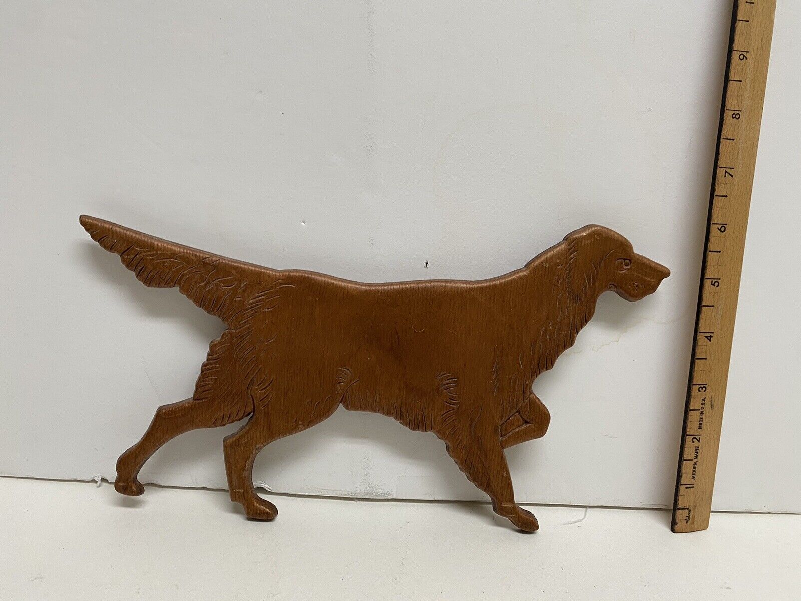Vintage Irish Red Setter Pointing Pointer Dog Wooden Plaque Decorative VGUC