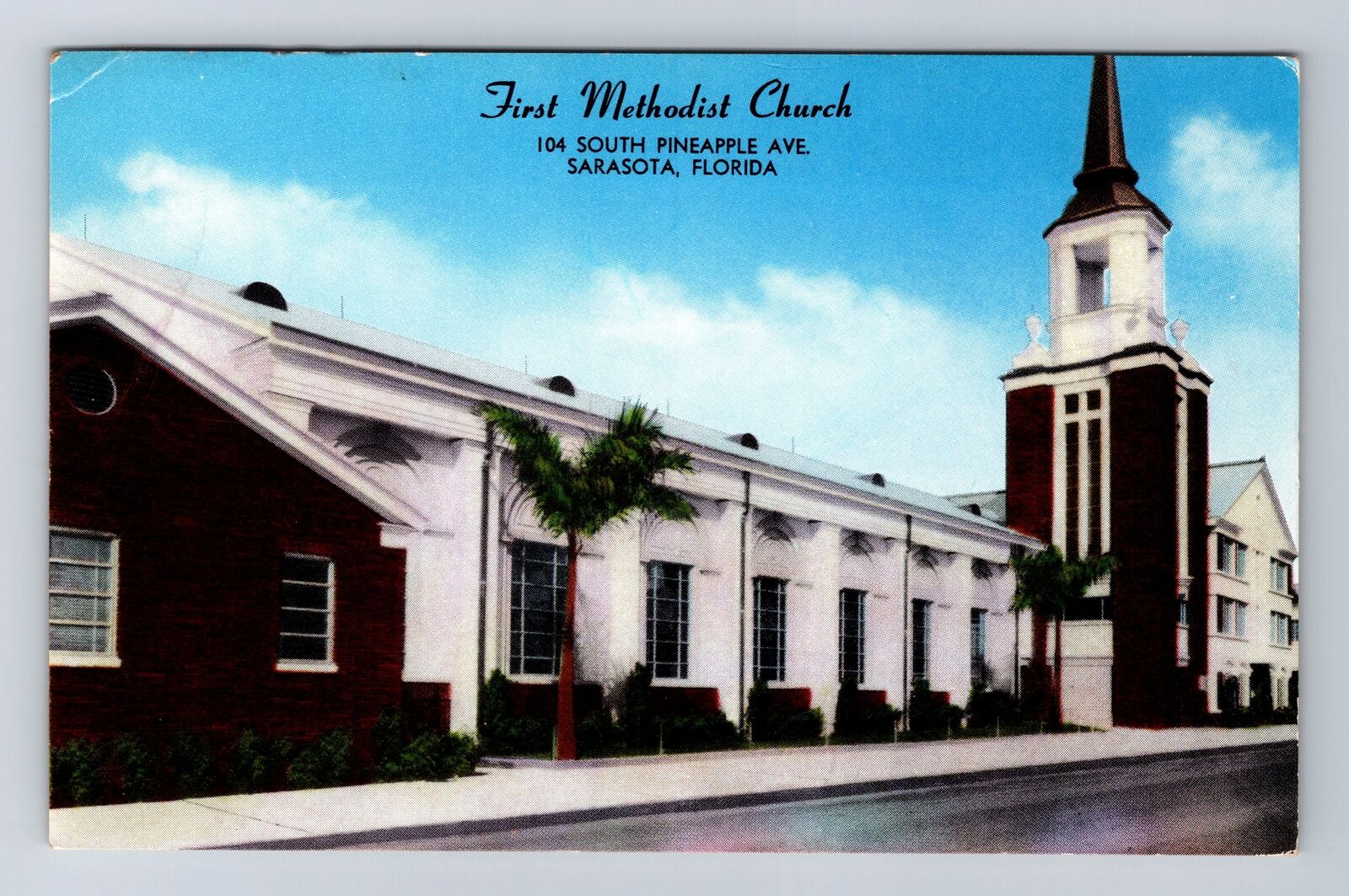 Sarasota FL-Florida, First Methodist Church, Religion, Antique Vintage Postcard