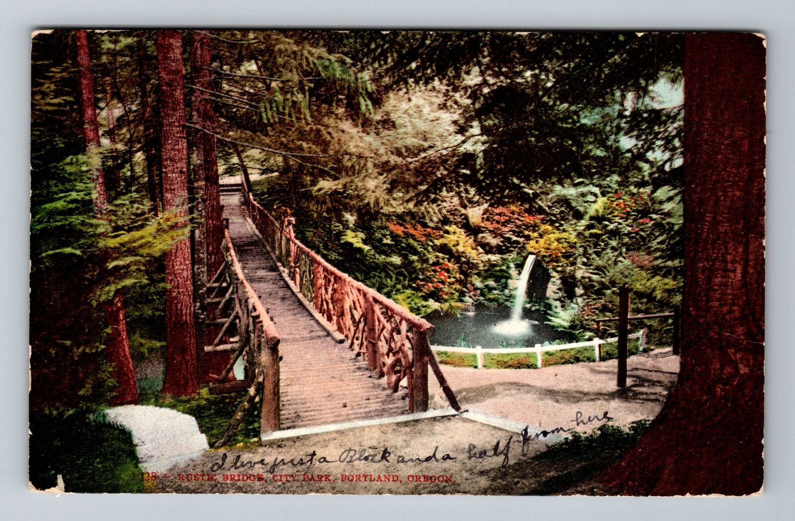 Portland OR-Oregon, Rustic Bridge, City Park, c1908 Vintage Souvenir Postcard