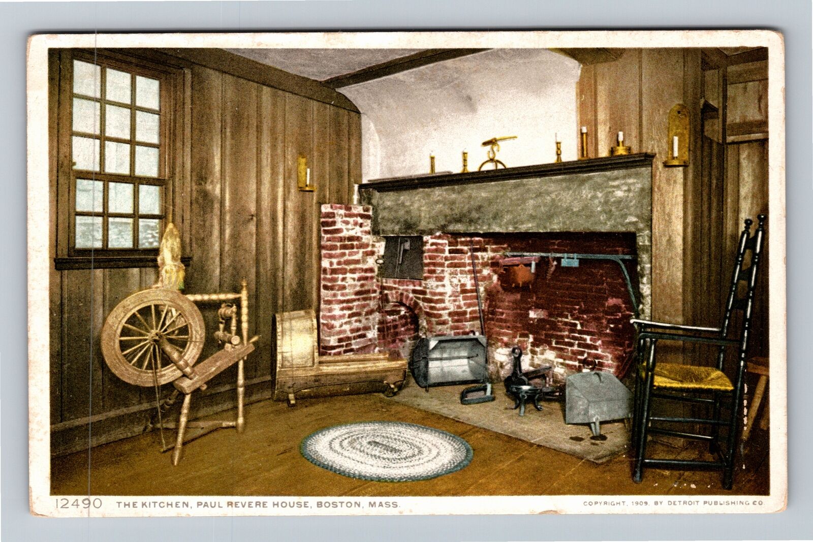 Boston MA-Massachusetts, The Kitchen Paul Revere House Vintage Souvenir Postcard