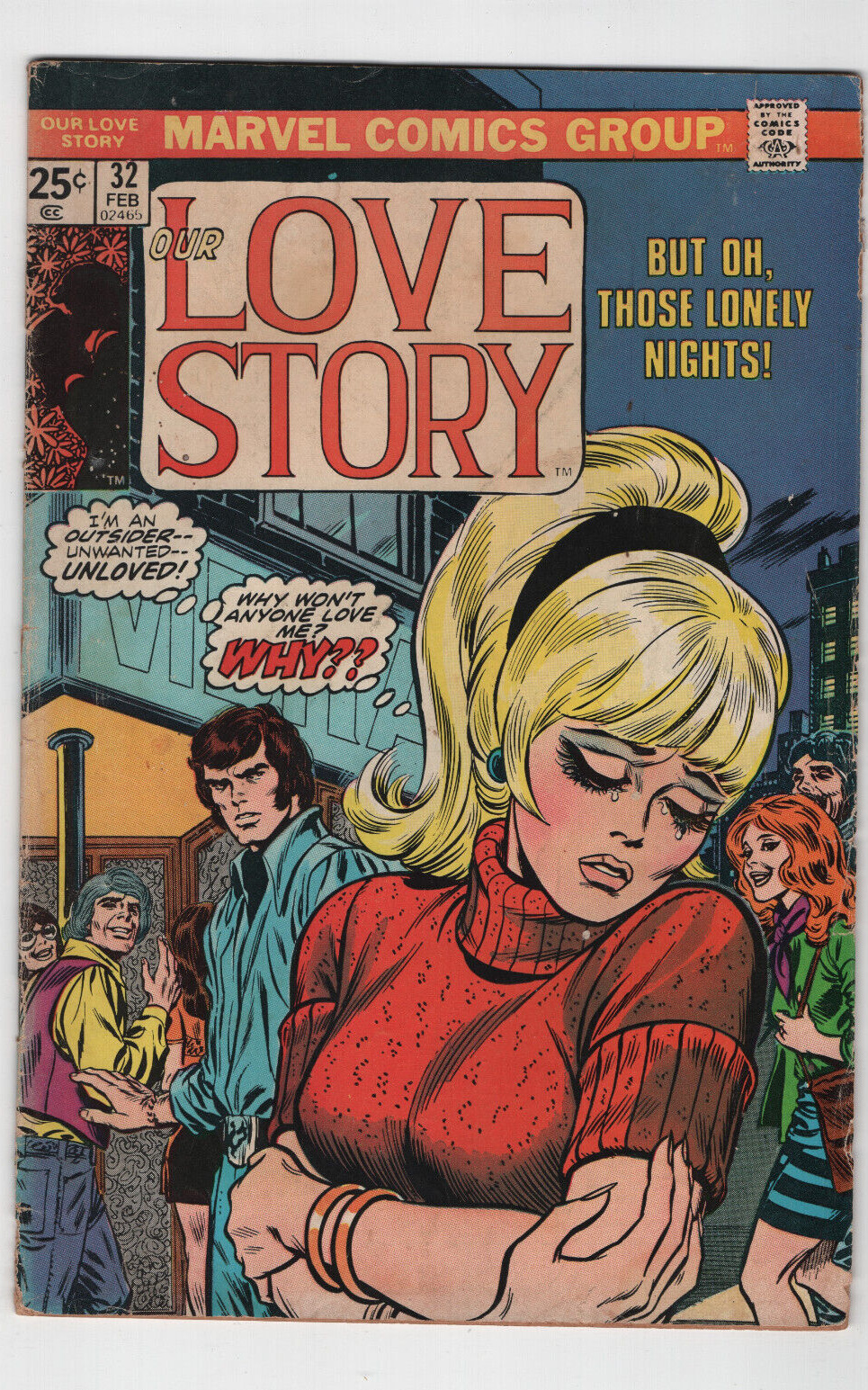 Our Love Story #32 1969 Buscema Colan Marvel Comics 1975 Romance Crying Reprints