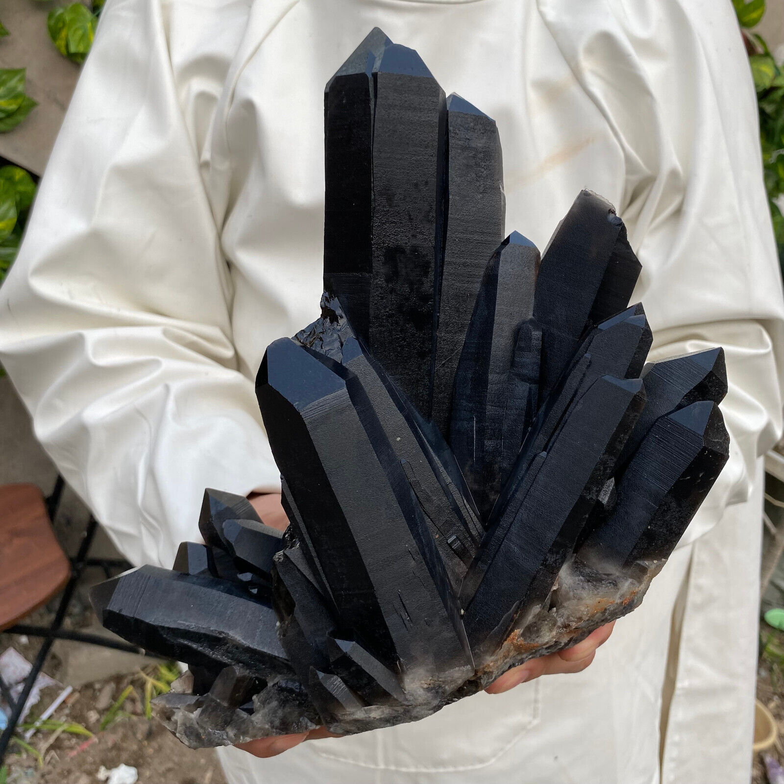 7.9lb Large Natural Black Smoky Quartz Crystal Cluster Raw Mineral Specimen