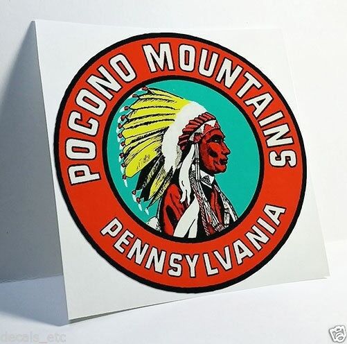 POCONO MOUNTAINS PA. Vintage Style Travel DECAL / Vinyl STICKER, Luggage Label